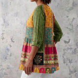 Florence - Blouse with Patchwork Panels and Border