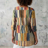 Violet - Blouse with Striped Patchwork Panels