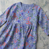 Eleanor - Periwinkle Blouse with Scattered Wildflowers