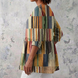 Violet - Blouse with Striped Patchwork Panels