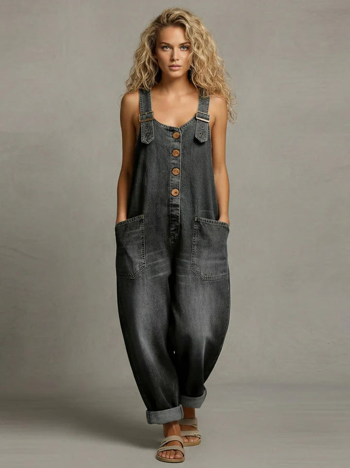 Lejla denim jumpsuit with pockets, relaxed stylish fit