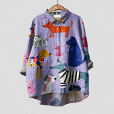 Nora - Casual Blouse with Dog Print