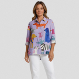 Nora - Casual Blouse with Dog Print
