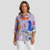 Nora - Casual Blouse with Dog Print