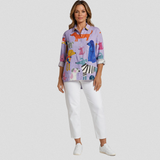 Nora - Casual Blouse with Dog Print