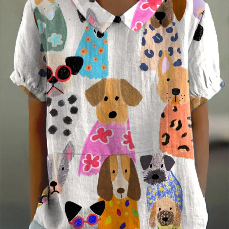 Tina - Dog Print Blouse