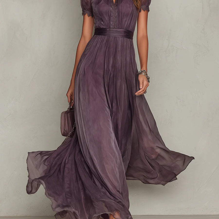 Ashley - Vintage Elegant Chiffon Maxi Dress