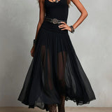 Esme - Black Top and Maxi Tulle Skirt Set