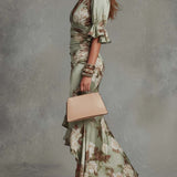 Annabel - Green Satin Asymmetrical Maxi Dress