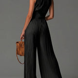 Iris - Black Sleeveless Jumpsuit with V-Neck