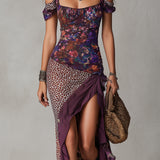 Ava - Nomadic Urban Maxi Dress with Leopard Print