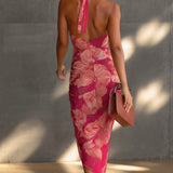 Poppy - Fuchsia Floral Print Sleeveless Bodycon Dress