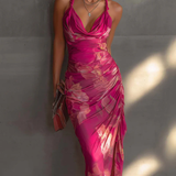 Poppy - Fuchsia Floral Print Sleeveless Bodycon Dress