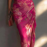 Poppy - Fuchsia Floral Print Sleeveless Bodycon Dress