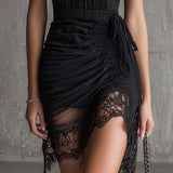 Juliet - Black Chiffon Mini Dress with Pleated Waist