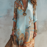 Hannah - Blue Maxi Dress with Floral Print