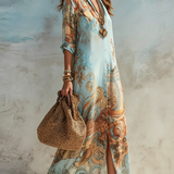 Hannah - Blue Maxi Dress with Floral Print