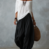 Maeve - White Off-Shoulder Top and Wide Pants Set
