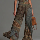 Phoebe - Sleeveless Chiffon Jumpsuit with Bohemian Ethnic Print