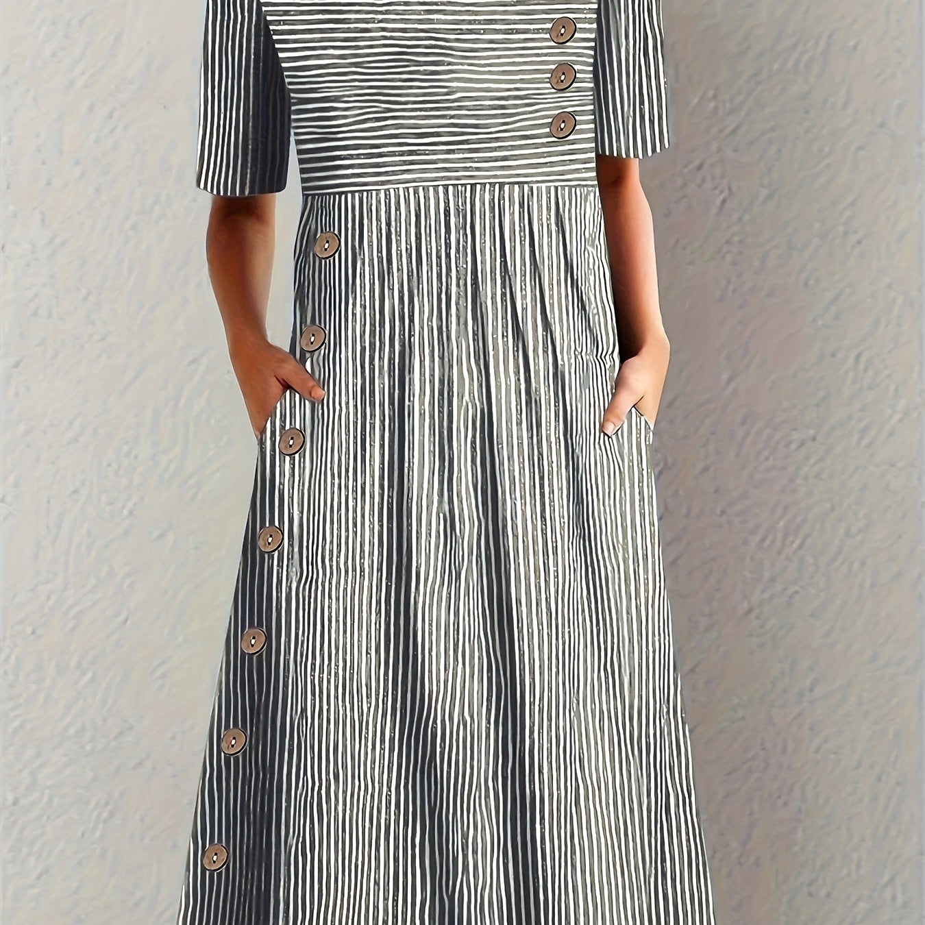 Aubrey - Elegant Striped Summer Midi Dress