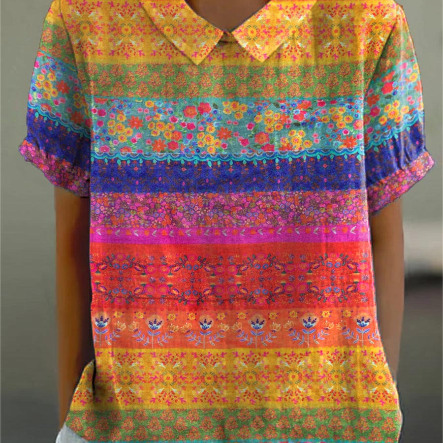 Mila - Floral Striped Blouse