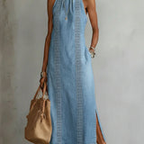Julia retro lace denim dress