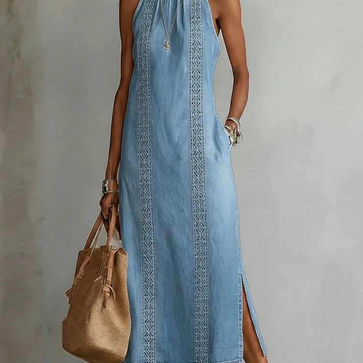 Julia retro lace denim dress
