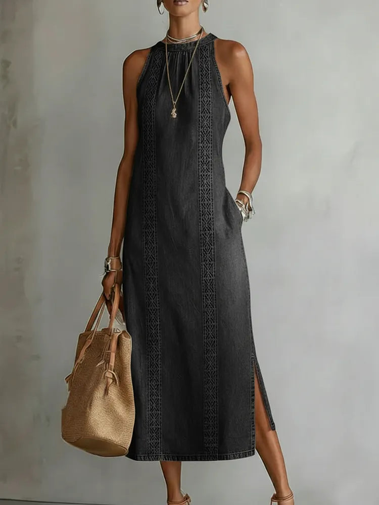 Julia retro lace denim dress
