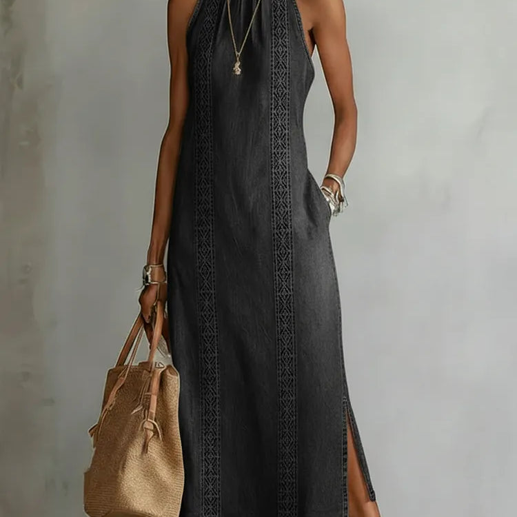 Julia retro lace denim dress