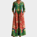 Delta green and red tapestry floral maxi dress, view 2