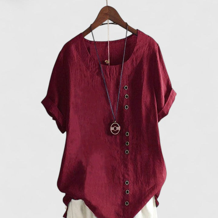 Elisavie - Comfortable Short Sleeve Blouse