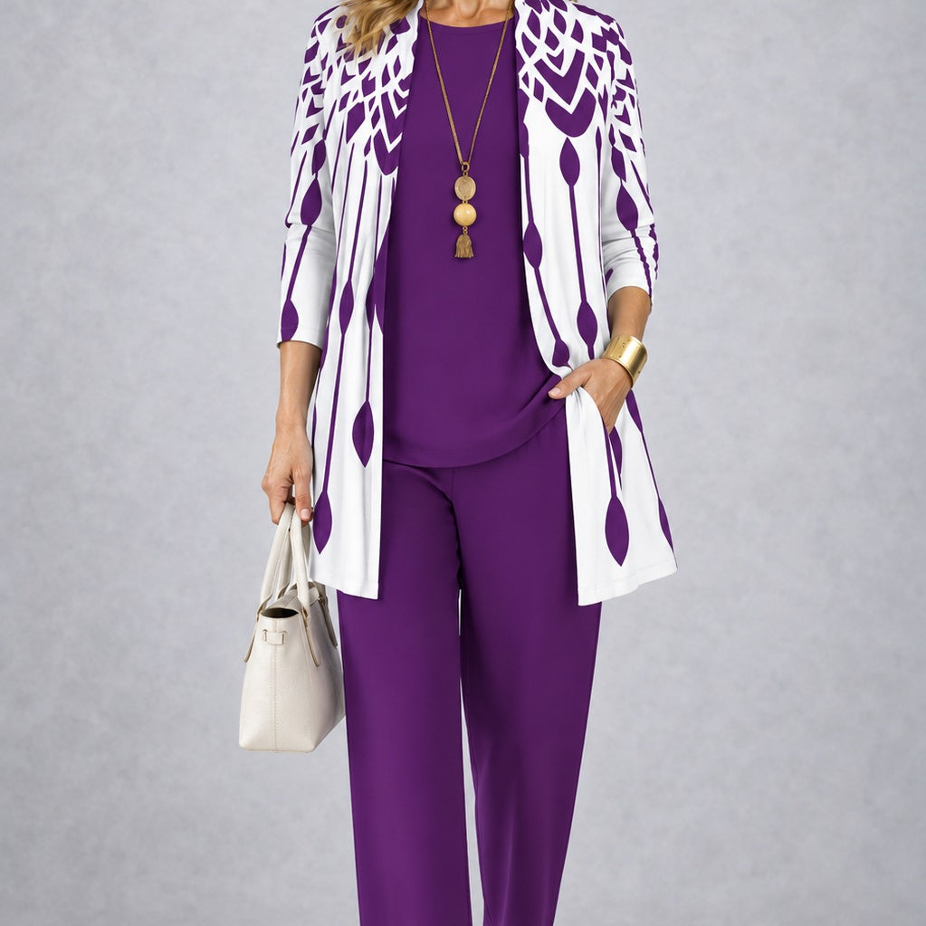 Bridget purple three-piece set, front view