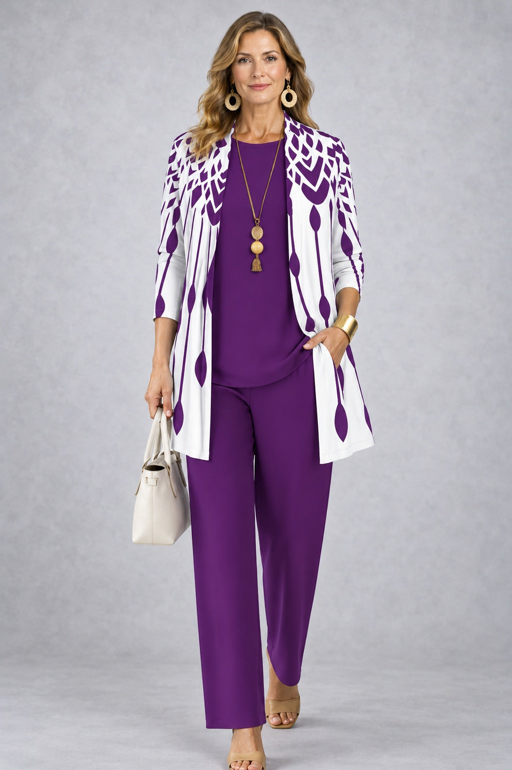 Bridget purple three-piece set, front view