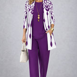 Bridget purple three-piece set, front view