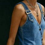Vera long denim button-down dress for women