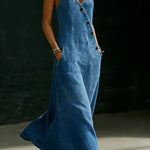 Vera long denim button-down dress for women