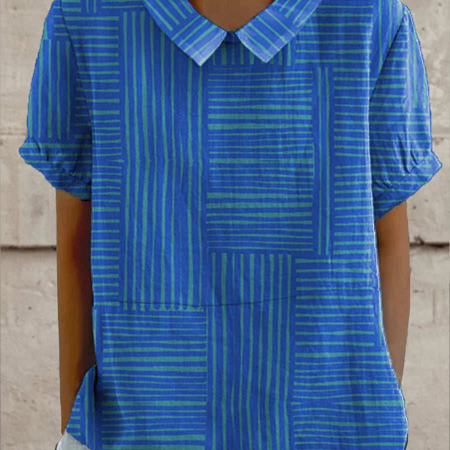 Maya - Striped Geometric Blouse