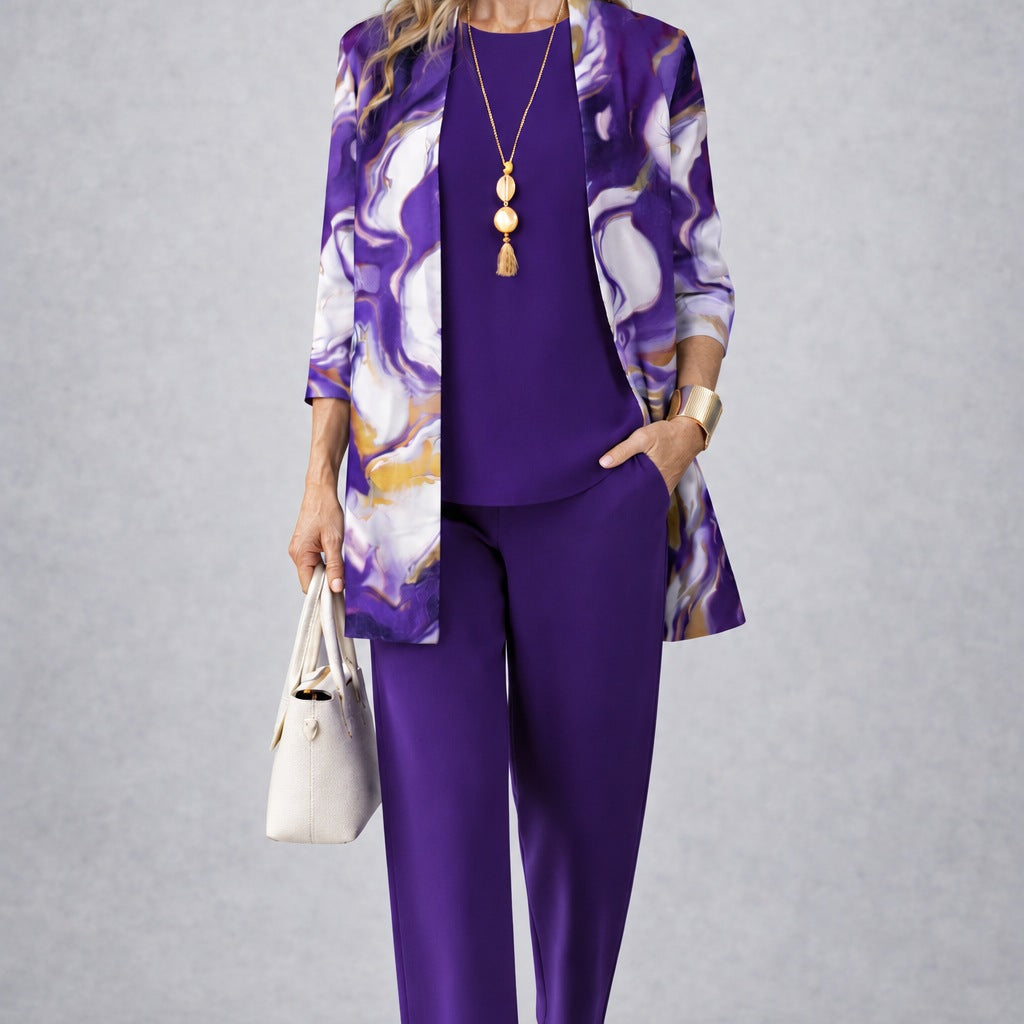 Danielle purple three-piece set, front view