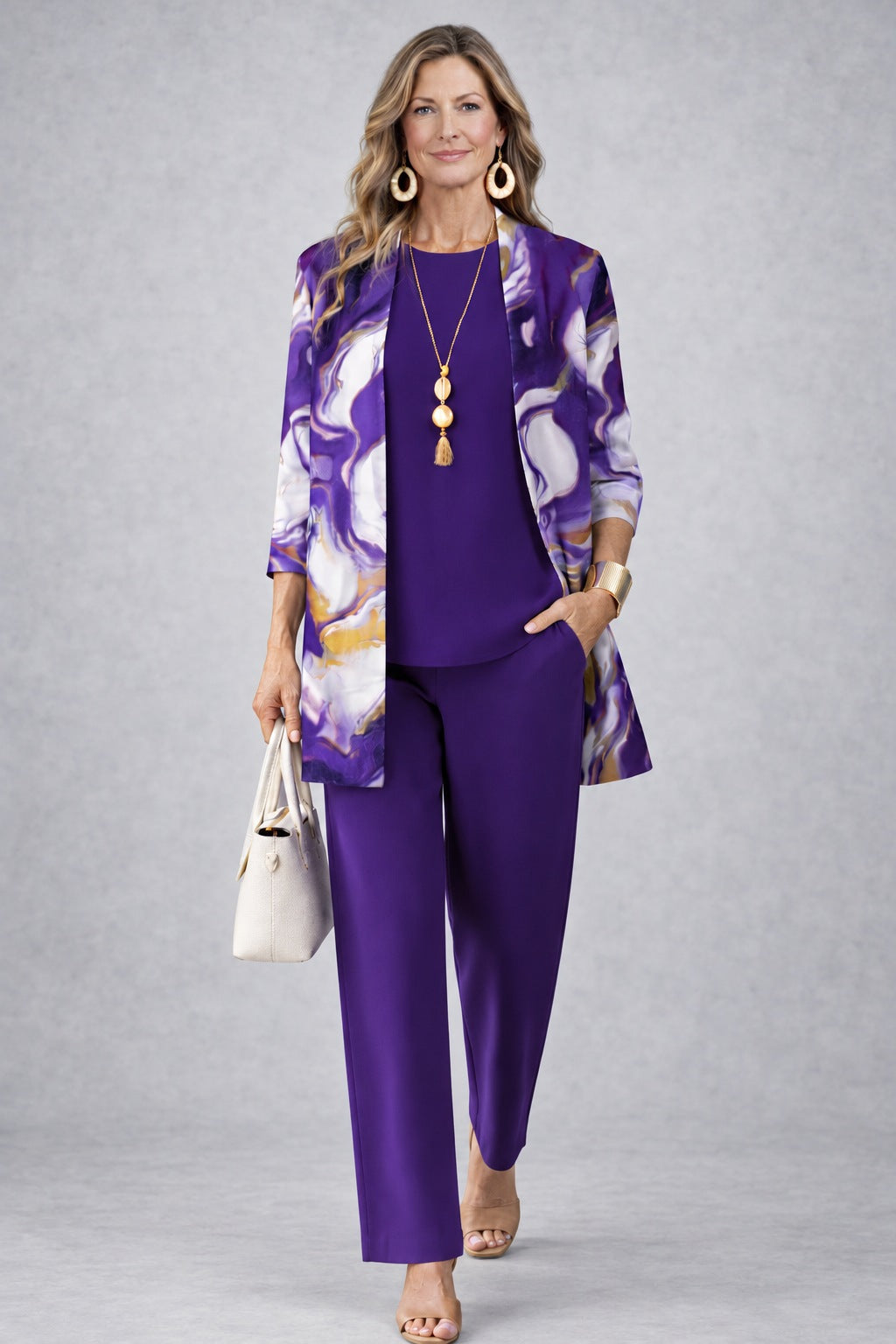 Danielle purple three-piece set, front view