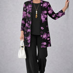 Deborah purple & black three-piece set, front view