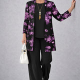 Deborah purple & black three-piece set, front view