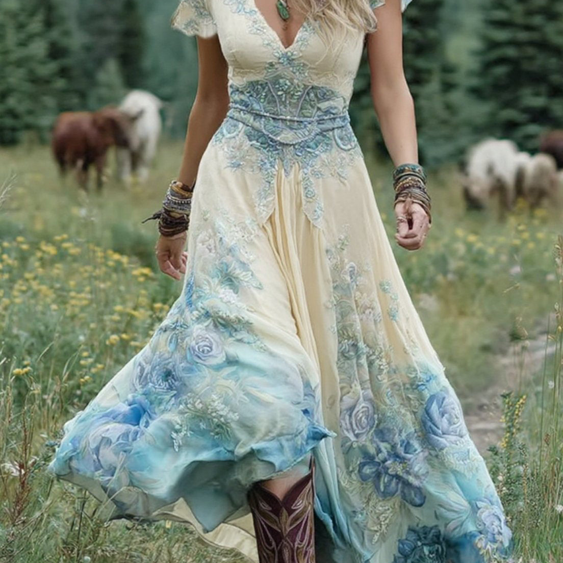 Serena - Short Maxi Floral Dress
