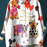 Opal - Artistic Blouse with Hearts and Animals