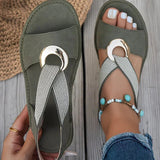 Stella - Flat Sandals With Metal Buckle