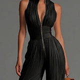 Iris - Black Sleeveless Jumpsuit with V-Neck
