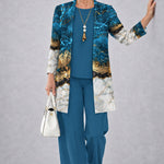 Fiona teal blue three-piece set, front view
