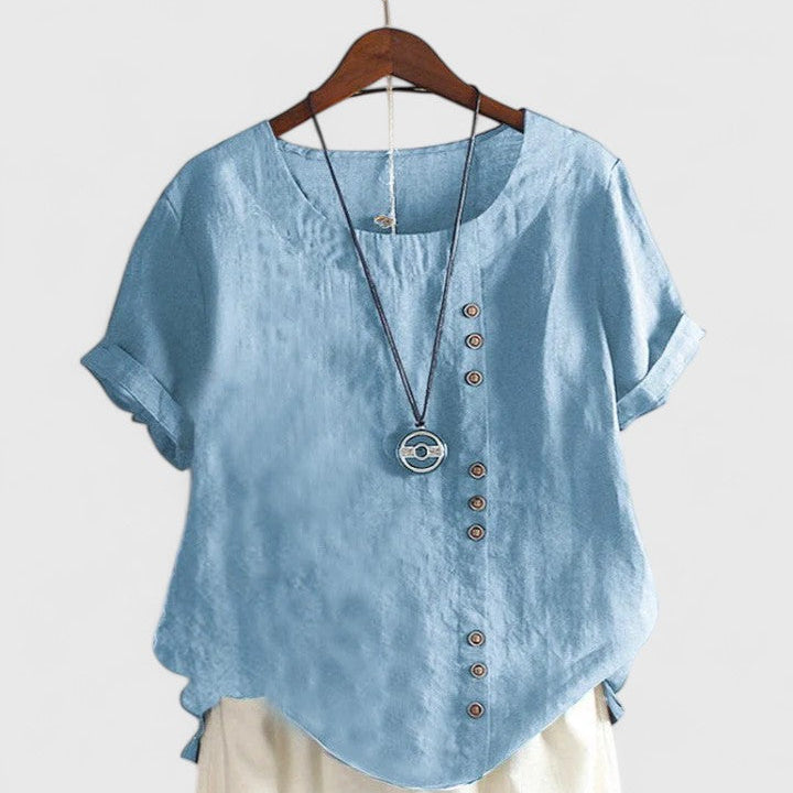 Elisavie - Comfortable Short Sleeve Blouse