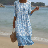 Sophia - Maxi Dress with Round Neck and Print