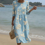 Kate - Midi Dress with Plant and Flower Print
