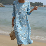 Beatrice - Maxi Dress with Round Neck and Print